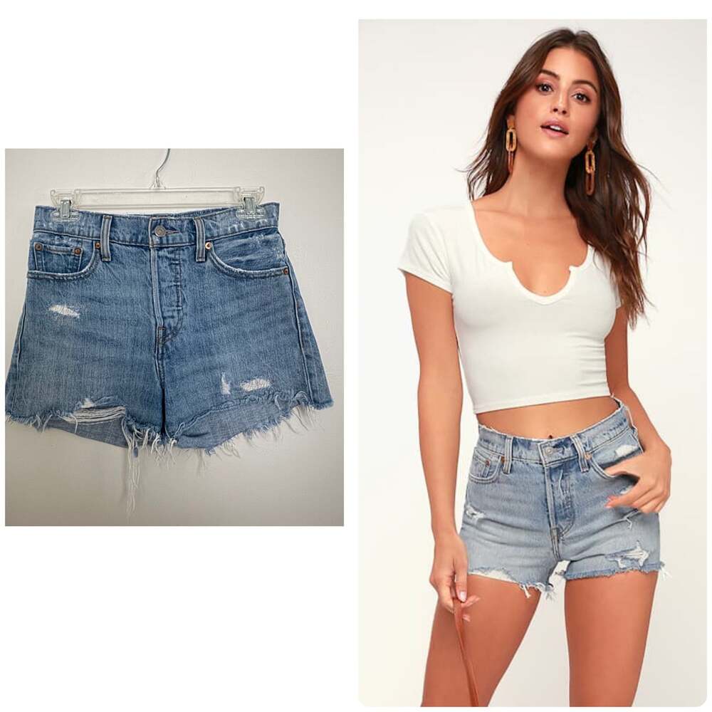 Levi’s Wedgie Fit Distressed Denim Shorts